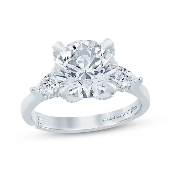 Monique Lhuillier Bliss Round-Cut Lab-Grown Diamond Three-Stone Engagement Ring 3-7/8 ct tw 18K White Gold