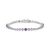 Thumbnail Image 1 of Light & Dark Amethyst Graduated Line Bracelet Sterling Silver 7.25"