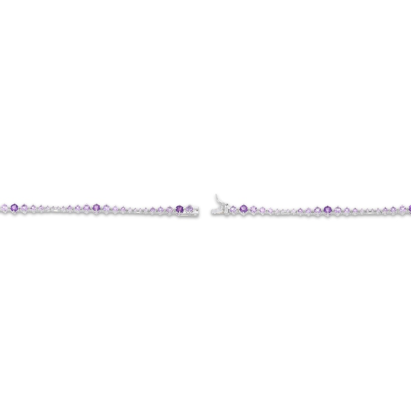 Main Image 3 of Light & Dark Amethyst Graduated Line Bracelet Sterling Silver 7.25"