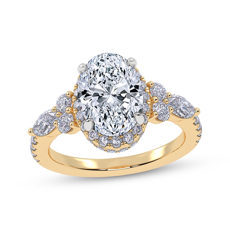 Main Image 1 of Now + Forever Oval-Cut Lab-Grown Diamond Halo Engagement Ring 2-3/4 ct tw 14K Yellow Gold
