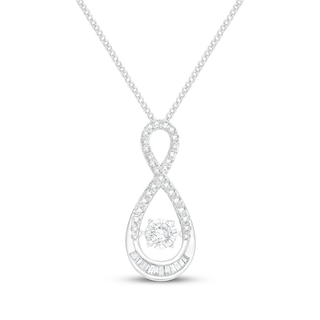 Unstoppable Love Round & Baguette-Cut Diamond Infinity Necklace 1/2 ct tw 10K White Gold 19"