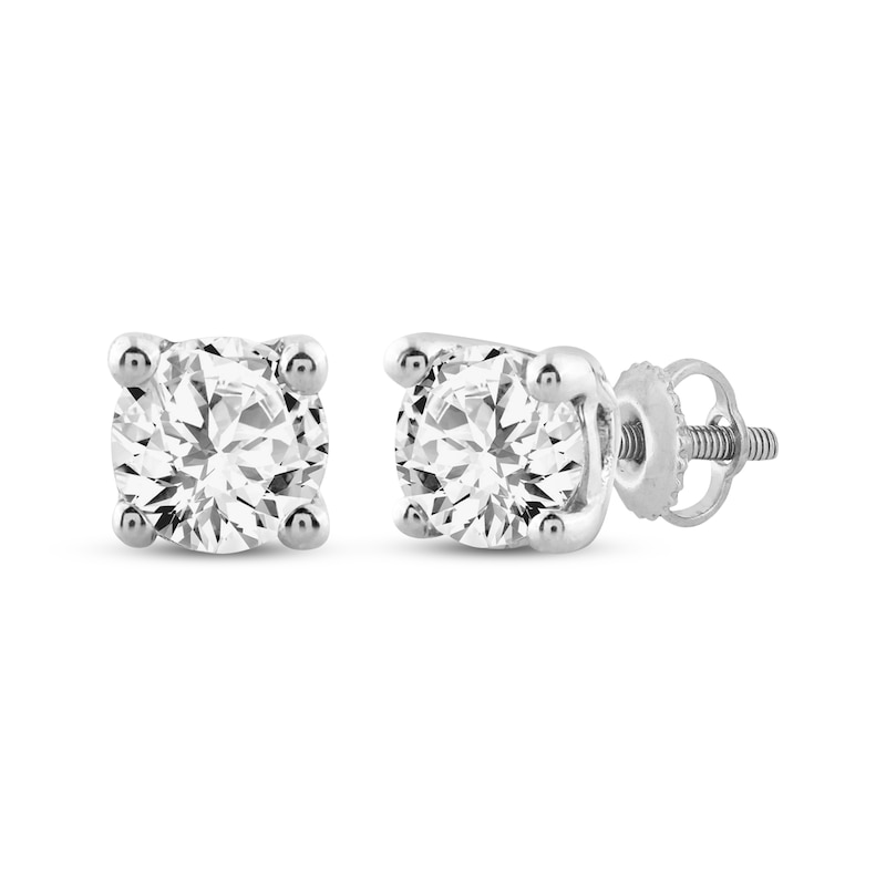 Main Image 1 of Round-Cut Diamond Solitaire Stud Earrings 1/5 ct tw 10K White Gold (I/I3)