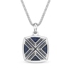 Thumbnail Image 1 of Twelve Crowns Men's Cushion-Cut Natural Sodalite & Blue Lab-Created Sapphire Necklace Sterling Silver 24"