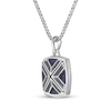 Thumbnail Image 2 of Twelve Crowns Men's Cushion-Cut Natural Sodalite & Blue Lab-Created Sapphire Necklace Sterling Silver 24"