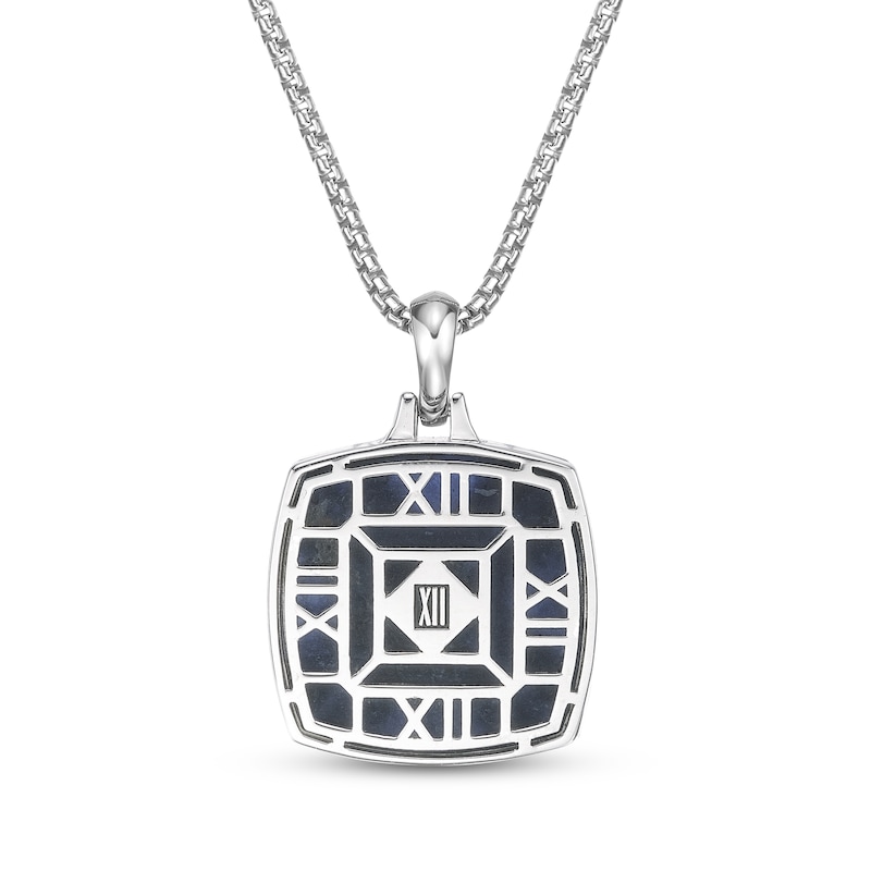 Main Image 3 of Twelve Crowns Men's Cushion-Cut Natural Sodalite & Blue Lab-Created Sapphire Necklace Sterling Silver 24"