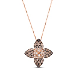 Le Vian Chocolate Ombré Diamonds Flower Necklace 1-1/4 ct tw 14K Strawberry Gold 20"