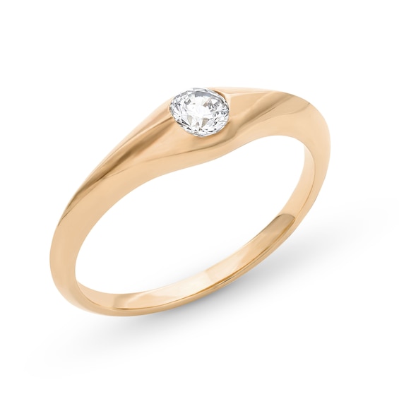 Rocksbox The Parker Lab-Grown Diamond Signet Ring 1/5 ct tw 24K Yellow Gold Vermeil Sterling Silver