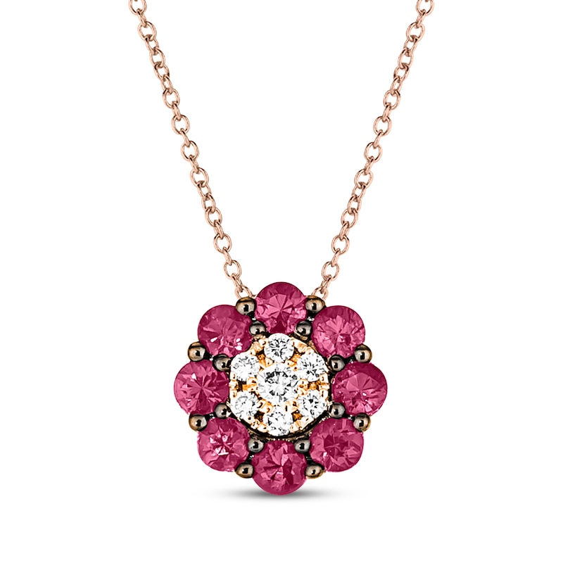 Main Image 1 of Le Vian Ruby Necklace 1/15 ct tw Diamonds 14K Strawberry Gold 18"