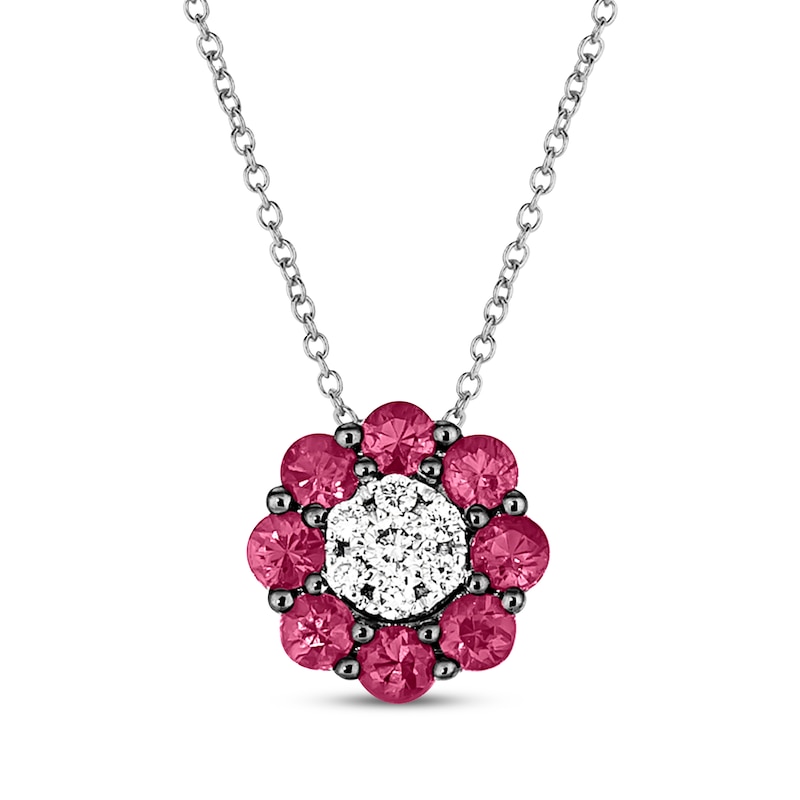 Main Image 1 of Le Vian Diamond & Ruby Necklace 1/15 ct tw Diamonds 14K Vanilla Gold