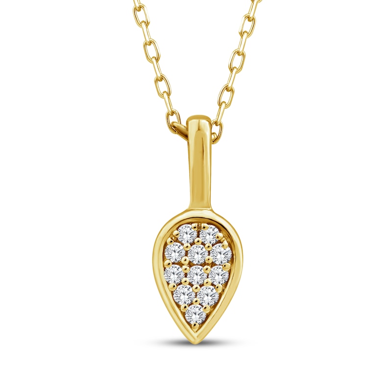 Main Image 1 of Diamond Leaf Necklace 1/20 ct tw 10K Yellow Gold 18"