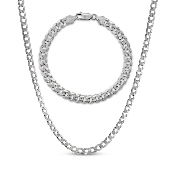 5mm Curb Chain Necklace & Bracelet Gift Set Solid Sterling Silver