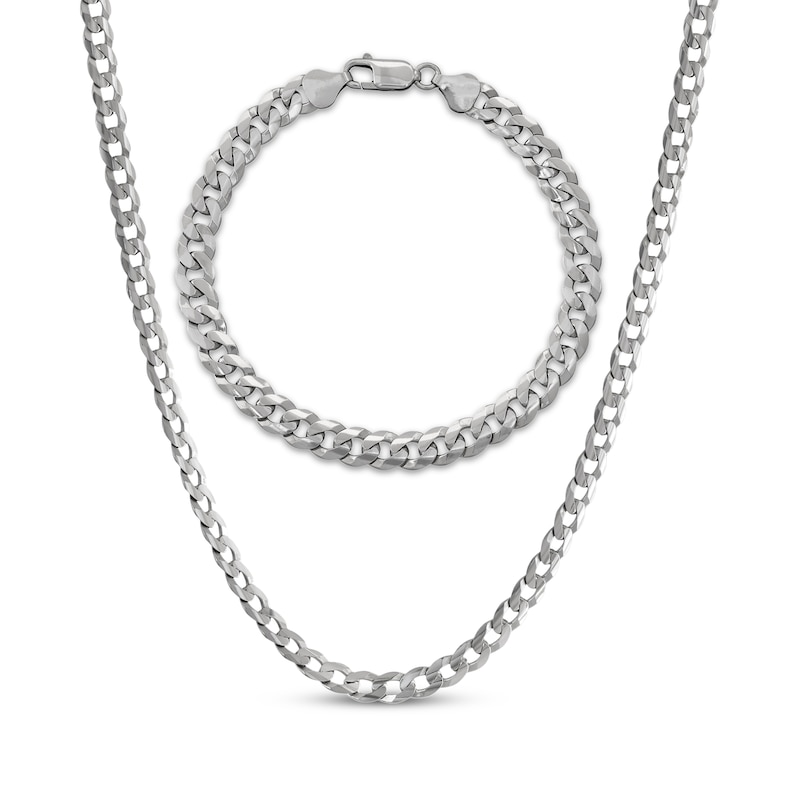 Main Image 1 of 5mm Curb Chain Necklace & Bracelet Gift Set Solid Sterling Silver