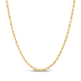 3mm Men's Glitter Rope Chain Necklace Hollow 10K Yellow Gold 22"