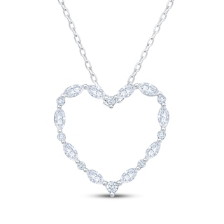 Neil Lane Artistry Marquise & Round-Cut Certified Lab-Grown Diamond Heart Necklace 1/2 ct tw 14K White Gold