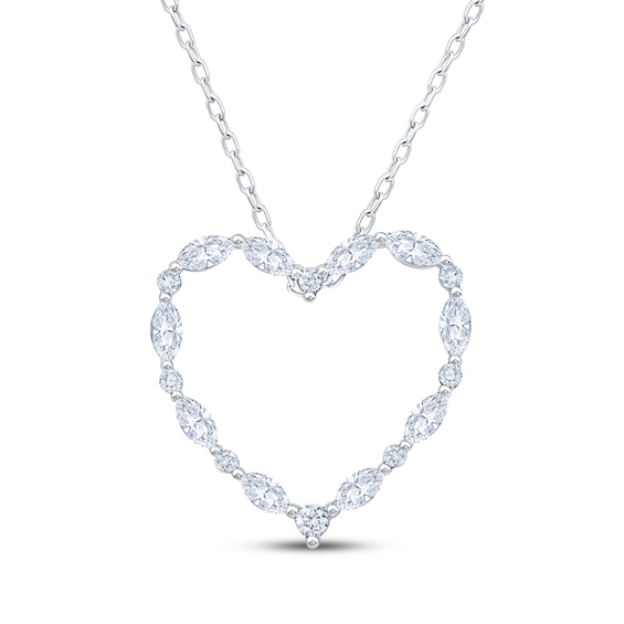 Neil Lane Artistry Marquise & Round-Cut Certified Lab-Grown Diamond Heart Necklace 1/2 ct tw 14K White Gold