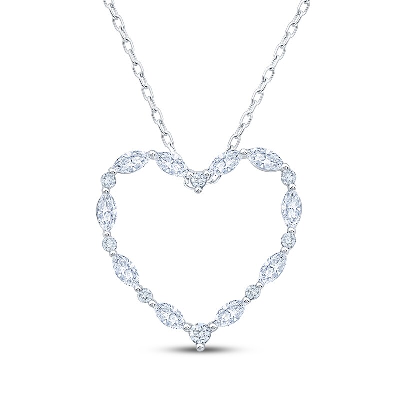 Main Image 1 of Neil Lane Artistry Marquise & Round-Cut Certified Lab-Grown Diamond Heart Necklace 1/2 ct tw 14K White Gold