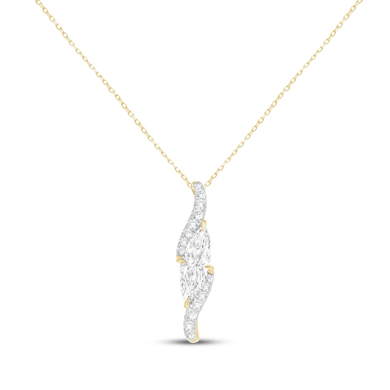 Main Image 1 of KAY Lab-Grown Diamonds Marquise-Cut Swirl Necklace 1-1/4 ct tw 10K Yellow Gold 18"