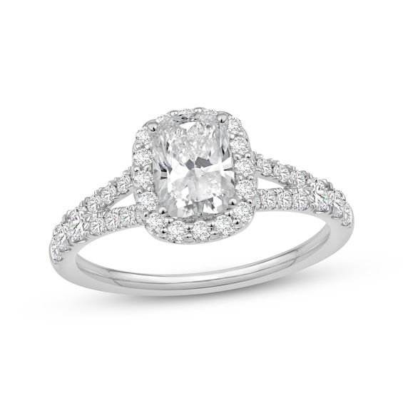 Now + Forever Lab-Grown Diamonds Certified Cushion-Cut Halo Engagement Ring 1 ct tw 14K White Gold