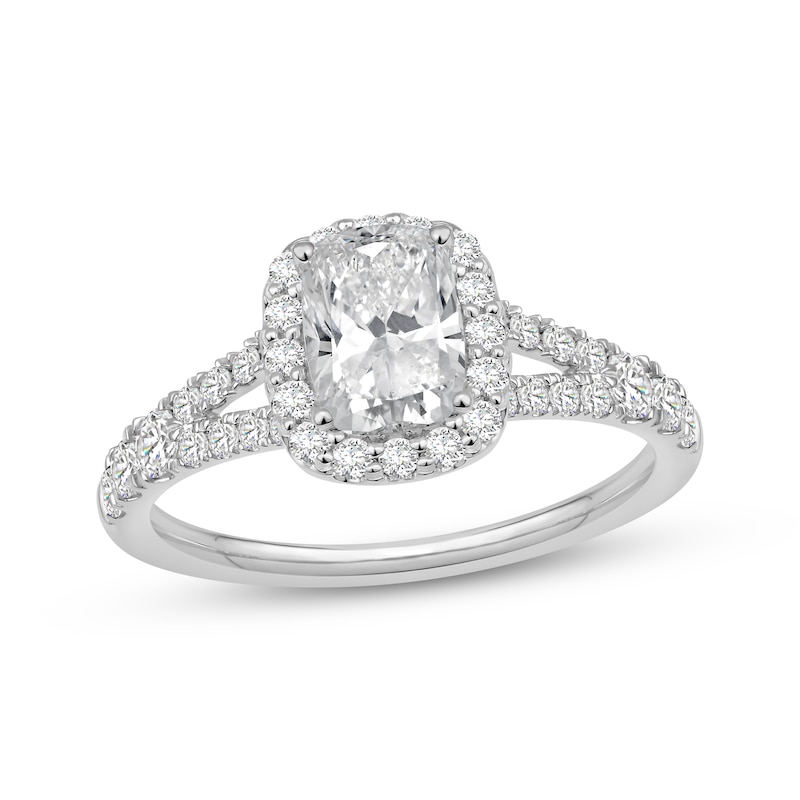 Main Image 1 of Now + Forever Lab-Grown Diamonds Certified Cushion-Cut Halo Engagement Ring 1 ct tw 14K White Gold