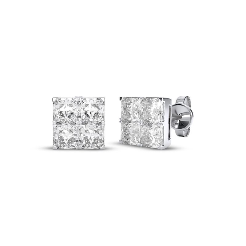 Main Image 1 of THE LEO Diamond Princess-Cut Quad Stud Earrings 3/4 ct tw 14K White Gold