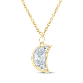 KAY Lab-Grown Diamonds Half Moon-Cut Crescent Solitaire Necklace 1/2 ct tw 10K Yellow Gold 18" (F/VS2)