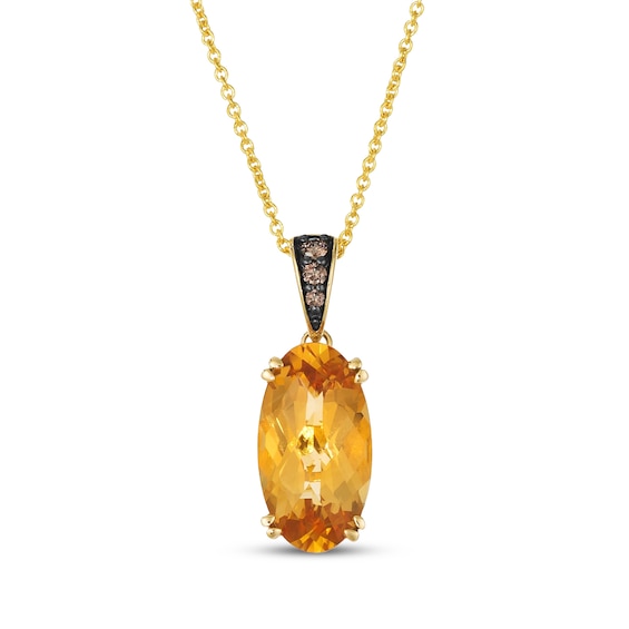 Le Vian Elongated Oval Natural Citrine & Diamond Accent Necklace 14K Honey Gold 20"