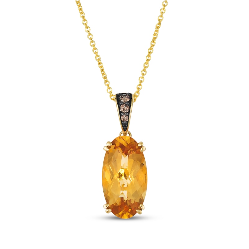 Main Image 1 of Le Vian Elongated Oval Natural Citrine & Diamond Accent Necklace 14K Honey Gold 20"