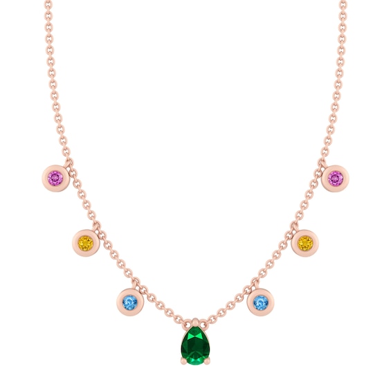 Birthstone Family & Mother's Station Necklace (3-7 Stones)