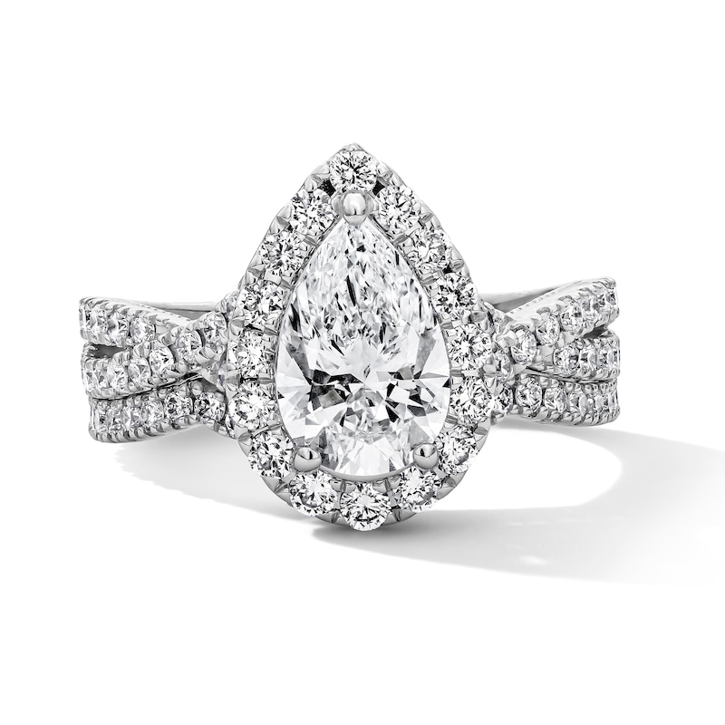 Main Image 3 of Neil Lane Artistry Pear-Shaped Lab-Grown Diamond Halo Bridal Set 2-1/2 ct tw 14K White Gold