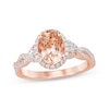 Thumbnail Image 0 of Oval-Cut Morganite & Diamond Halo Engagement Ring 1/3 ct tw 14K Rose Gold