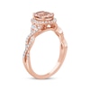 Thumbnail Image 1 of Oval-Cut Morganite & Diamond Halo Engagement Ring 1/3 ct tw 14K Rose Gold