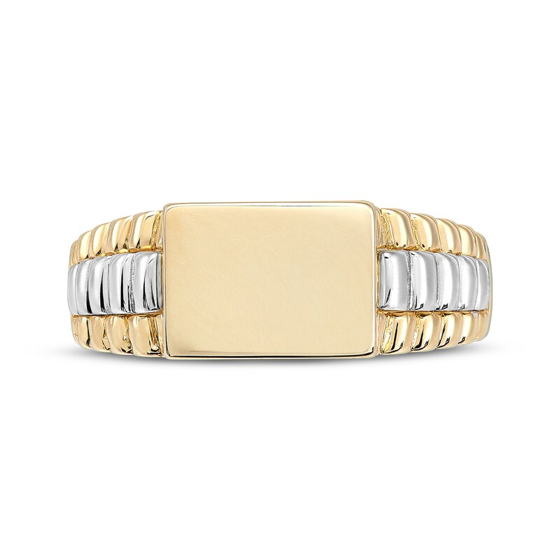 Men's Polished Rectangle Ring 10K Two-Tone Gold