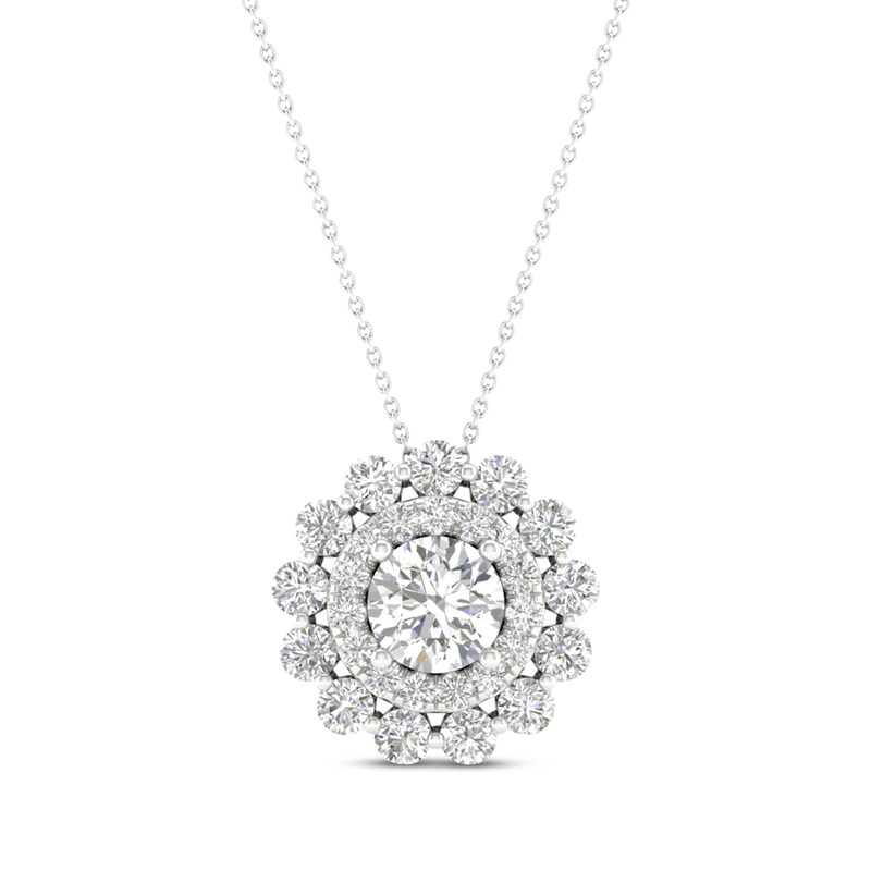 Main Image 1 of KAY Lab-Grown Diamonds Double Frame Necklace 1 ct tw 14K White Gold 18”