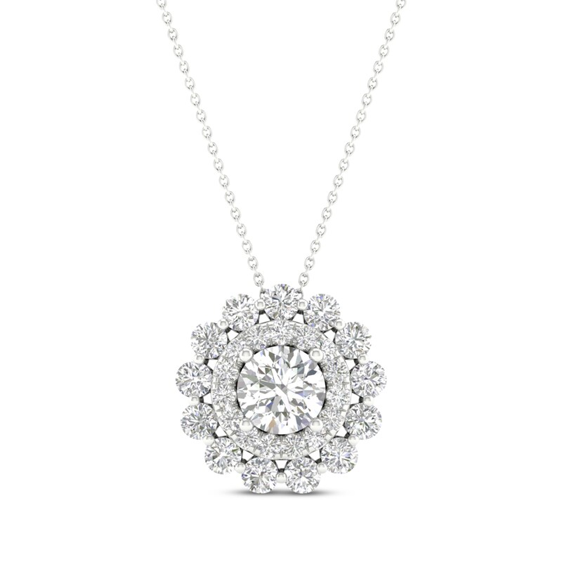 Lab-Created Diamonds by KAY Double Frame Necklace 1 ct tw 14K White Gold 18”