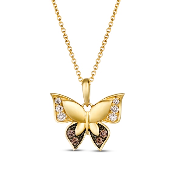 Le Vian Garden Party Diamond Butterfly Necklace 1/6 ct tw 14K Honey ...