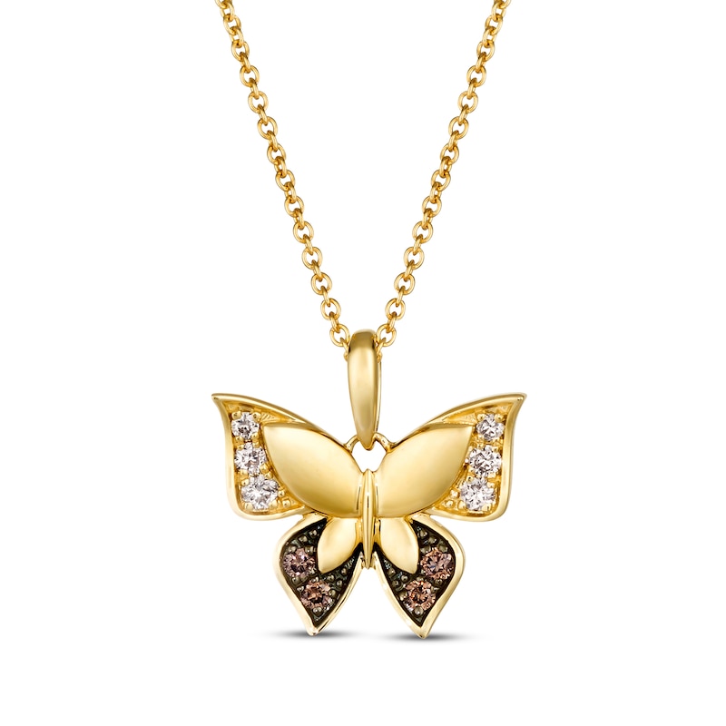 Le Vian Garden Party Diamond Butterfly Necklace 1/6 ct tw 14K Honey Gold 18"