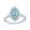 Monique Lhuillier Bliss Marquise-Cut Aquamarine, Swiss Blue Topaz & Diamond Engagement Ring 5/8 ct tw 14K White Gold