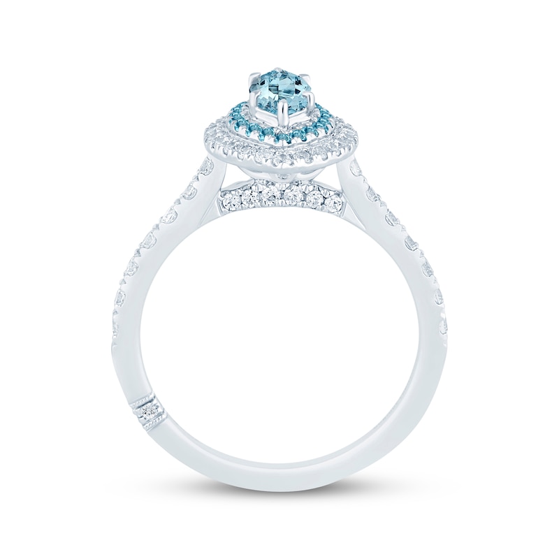 Monique Lhuillier Bliss Marquise-Cut Aquamarine, Swiss Blue Topaz & Diamond Engagement Ring 5/8 ct tw 14K White Gold