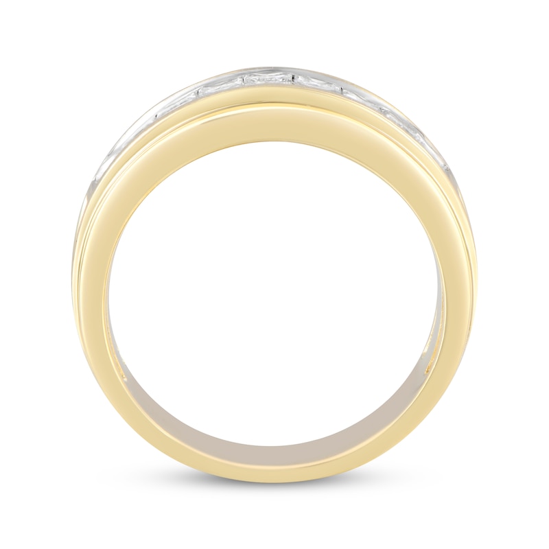 Main Image 3 of Men's Square-Cut Diamond Two-Row Wedding Band 2 ct tw 10K Yellow Gold