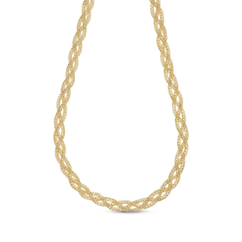 Braided Hollow Chain Necklace 14K Yellow Gold 17" Kay