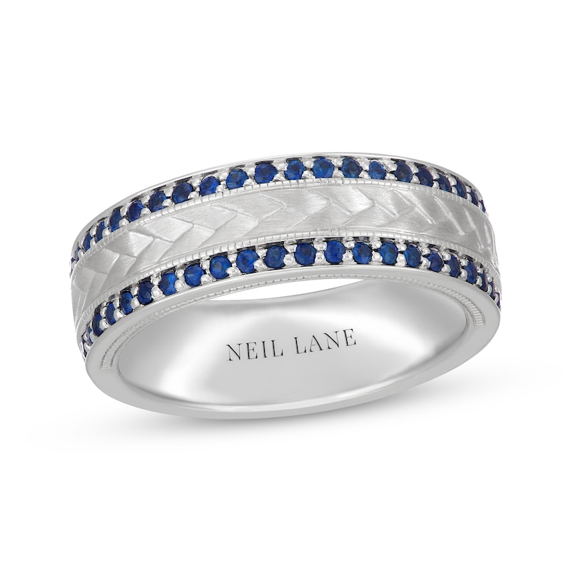 Neil Lane Men's Blue Sapphire Wedding Band 14K White Gold