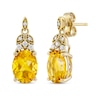 Thumbnail Image 1 of Oval-Cut Citrine & Diamond Dangle Earrings 1/10 ct tw 10K Yellow Gold