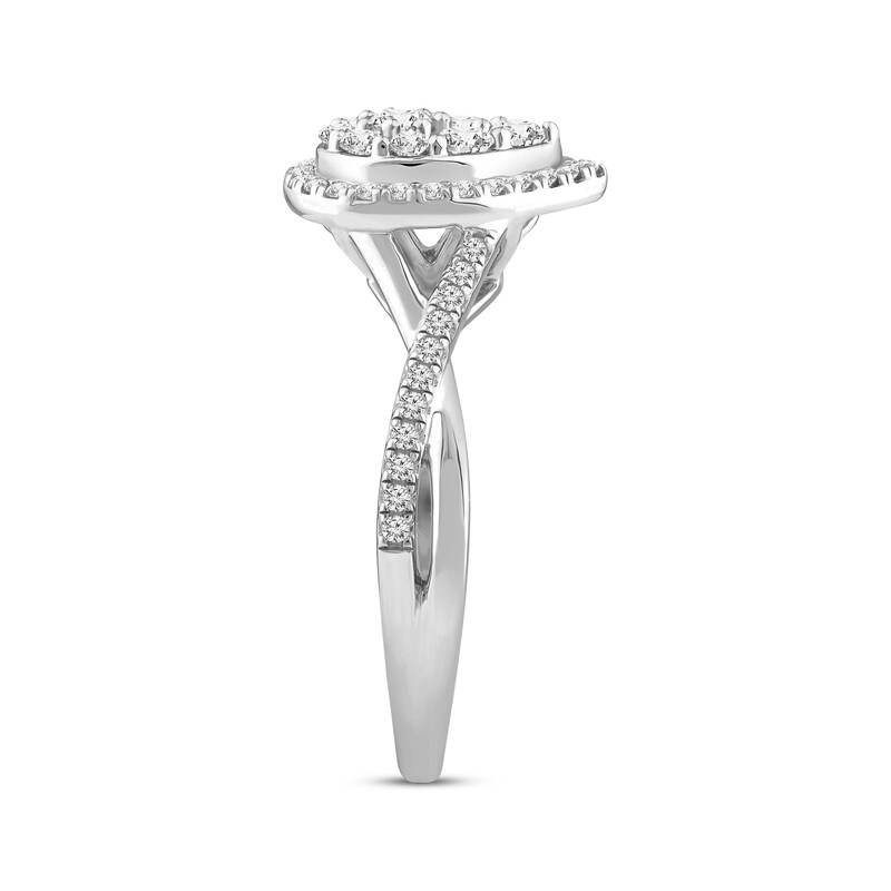 Main Image 2 of Now + Forever Multi-Diamond Center Pear Halo Engagement Ring 1/2 ct tw 14K White Gold