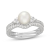 Thumbnail Image 1 of Neil Lane Akoya Cultured Pearl & Diamond Bridal Set 1/2 ct tw 14K White Gold