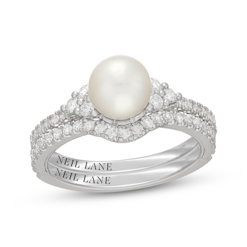 Main Image 1 of Neil Lane Akoya Cultured Pearl & Diamond Bridal Set 1/2 ct tw 14K White Gold