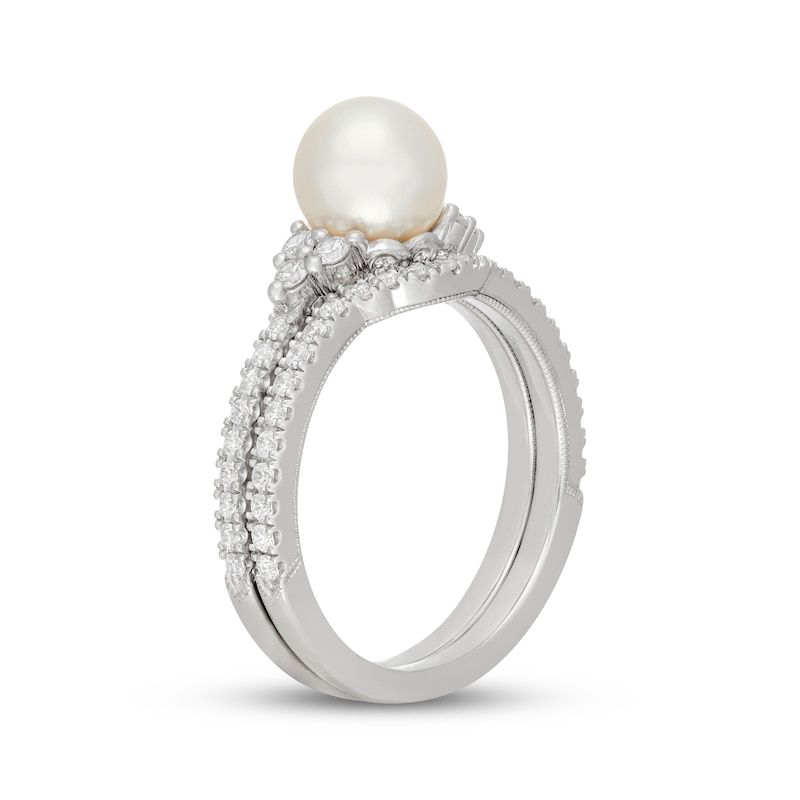 Main Image 2 of Neil Lane Akoya Cultured Pearl & Diamond Bridal Set 1/2 ct tw 14K White Gold
