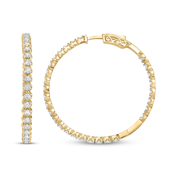 KAY Lab-Grown Diamonds Inside-Out Hoop Earrings 3 ct tw 14K Yellow Gold 48mm