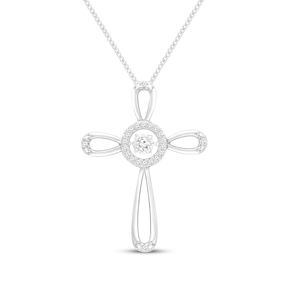 Unstoppable Love Diamond Cross Necklace 1/10 ct tw Sterling Silver 19"