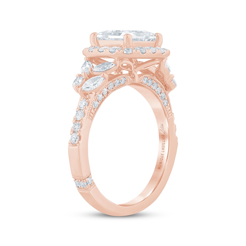 Main Image 2 of Monique Lhuillier Bliss Princess-Cut Lab-Grown Diamond Halo Engagement Ring 2-3/8 ct tw 18K Rose Gold