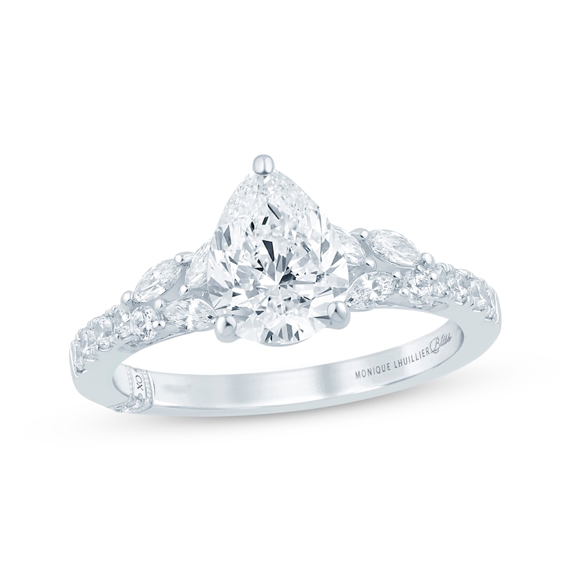 Main Image 1 of Monique Lhuillier Bliss Pear-Shaped Lab-Grown Diamond Engagement Ring 2 ct tw 18K White Gold
